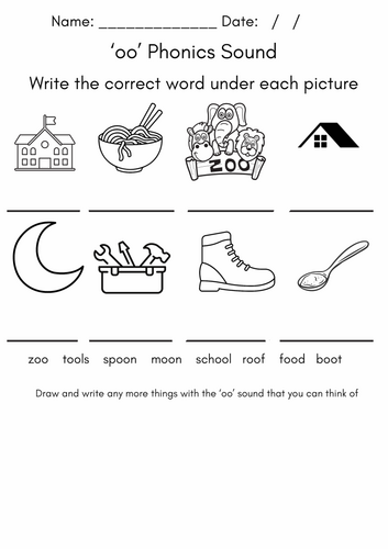 Long 'oo' Phonics Sound Worksheet Activity (Set 2 RWI aligned ...