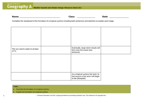 Topic 2: Weather HAzards and Climate Change - Lesson 11 - Tropical Cyclone Formation