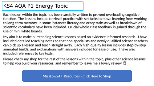 KS4 AQA Physics P1 Energy L11 Energy Resources Geothermal Wave Tidal ...
