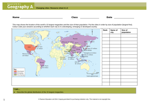 Topic 4: Changing Cities - Lesson 1 - Global Urbanisation