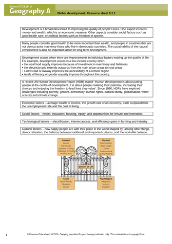 Topic 5: Global Development Lesson 1 - Development