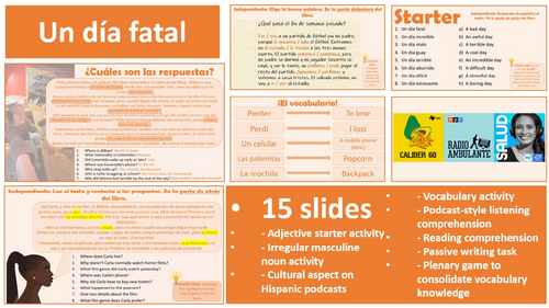 2026 Spanish AQA GCSE Module 1.5 - Un día fatal