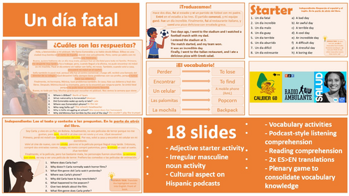 2026 Spanish AQA GCSE Module 1.5 - Un día fatal