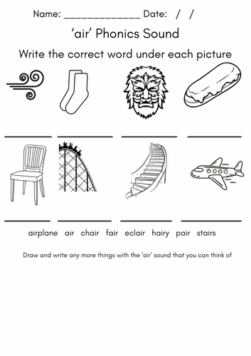 'air' Phonics Worksheet Activity (Set 2 RWI aligned) | Teaching Resources