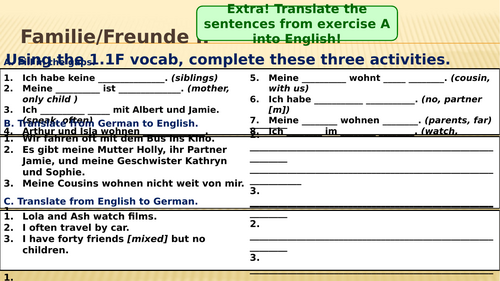 New GCSE German (2024) - AQA - 1.1F (Familie und Freunde) - Full ...