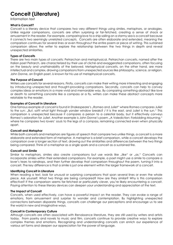 Conceit (Literature) | Teaching Resources