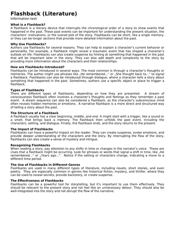 Flashback (Literature) | Teaching Resources