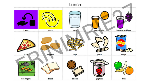 Lunch Communication Board/Aid