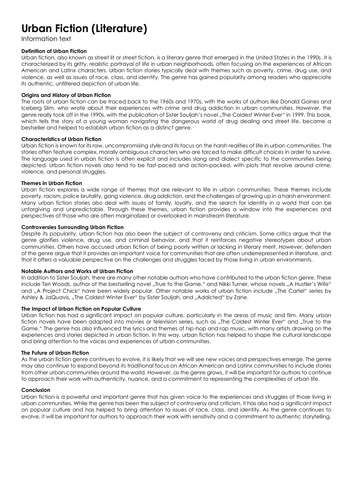 Urban Fiction (Literature) | Teaching Resources