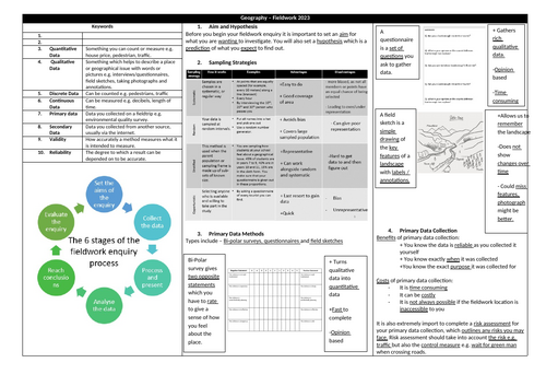 Fieldwork Knowledge Organiser