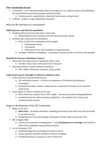 A-level Edexcel Politics: UK Government and Politics | Teaching Resources