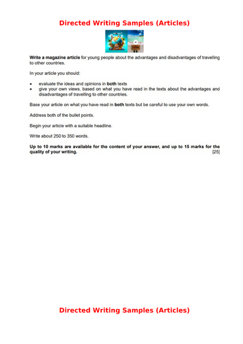 O Level Directed Writing (Staycation/International Travel) | Teaching ...