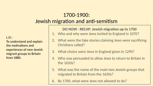 Edexcel / Pearson GCSE History Paper 1 Migrants in Britain 1700-1900 full lessons