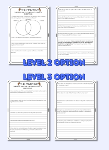 The Minotaur Greek Mythology Differentiated Reading Comprehension - KS2 ...