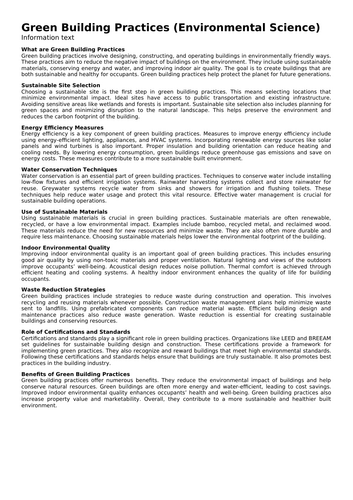 Green Building Practices (Environmental Science) | Teaching Resources