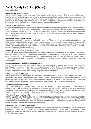 Public Safety in China (China) | Teaching Resources