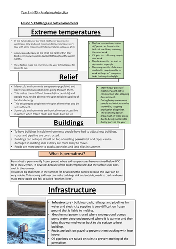 Challenges in Cold Environments - KS3 (Key Stage 3)