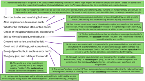 essay on man epistle 2 line by line explanation