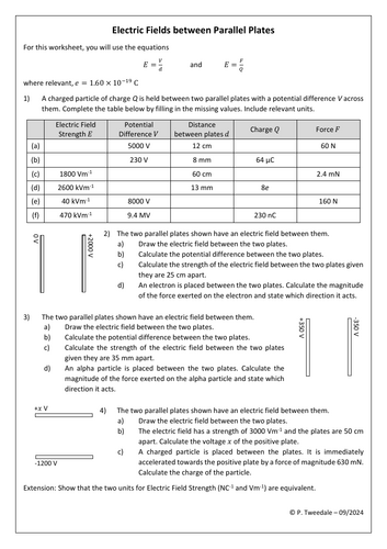 E. Fields: Fields between Parallel Plates | Teaching Resources