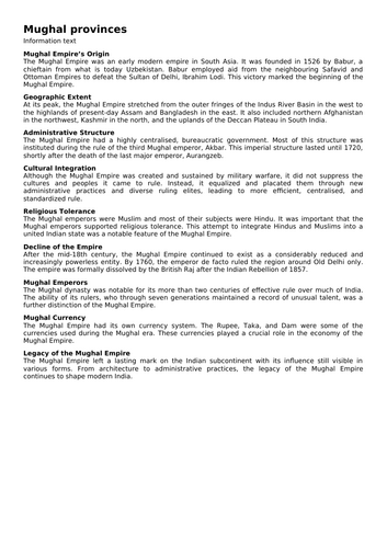 Mughal provinces | Teaching Resources