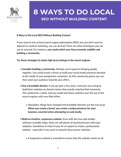 8 Ways to Build Local SEO without Building Content (Part of SEO Lesson)