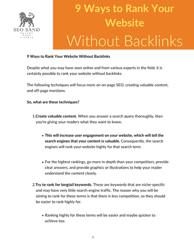 9 Ways to Rank your Website without Backlinks (Part of the SEO Lesson)