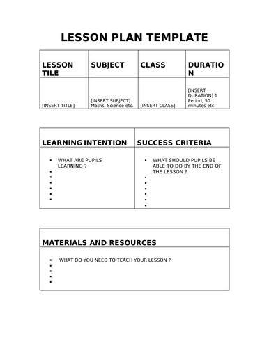 Editable Lesson Plan Template | Word Document | Teaching Resources
