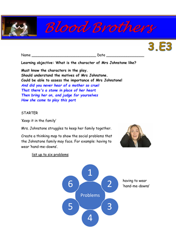 Blood Brothers Worksheets (Functional Skills E3) | Teaching Resources