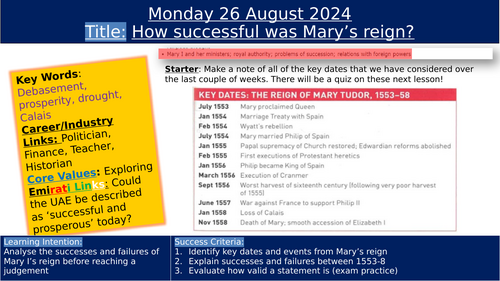 AQA A Level History. Tudors Chapter 5 Edward and Mary 8 lessons ...