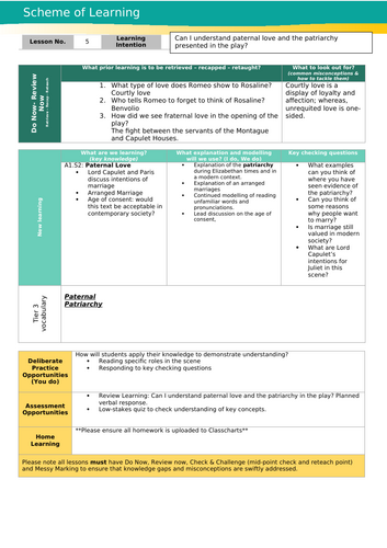 Romeo and Juliet KS3 Scheme of Work | Teaching Resources