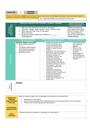 Romeo and Juliet KS3 Scheme of Work | Teaching Resources