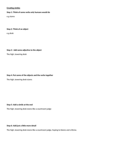 Gothic Simile Personification | Teaching Resources