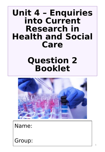 Unit 4 Research in H&SC - Ready to teach (whole unit and 4 booklets for ...