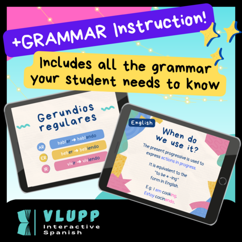 Spanish Present Progressive Interactive Activity Digital Task Boom