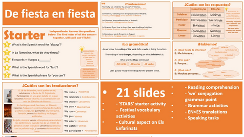 2026 Spanish AQA GCSE Module 2.2 - De fiesta en fiesta | Teaching Resources