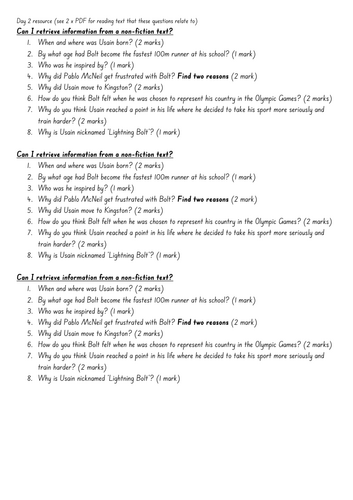 The Fastest Boy in the World Reading Planning (5 Weeks) | Teaching ...