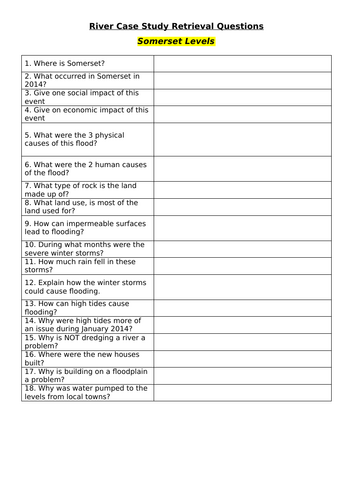 Rivers Retrieval Questions | Teaching Resources