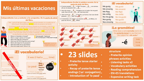 2026 Spanish AQA GCSE Module 2.3 - Mis últimas vacaciones