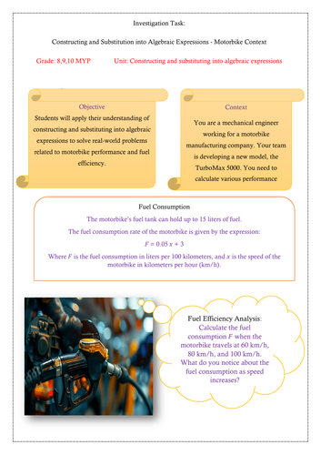 IB MYP Investigation task _ Constructing and Substitution into Algebraic Expressions