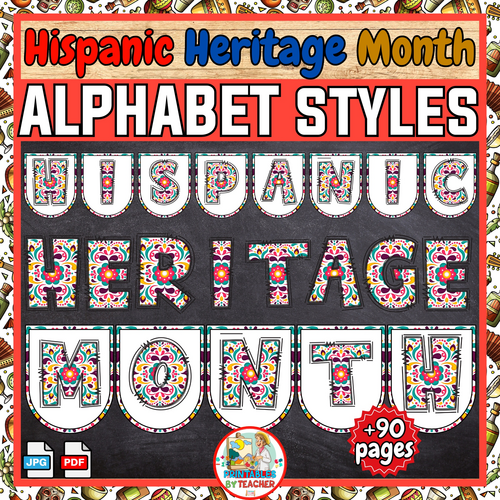 Hispanic Heritage Month Bulletin Board Set Lettering styles-Classroom Décoration