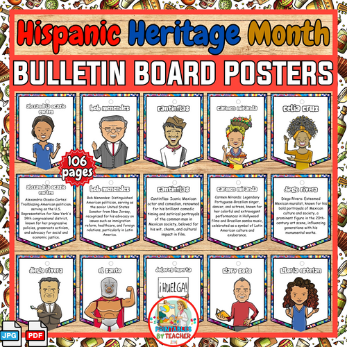 Hispanic Heritage Month biography posters | bulletin board-classroom decoration