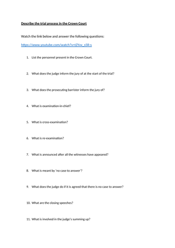 WJEC Criminology Unit 3 - Crime scene to courtroom | Teaching Resources