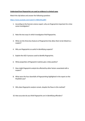 WJEC Criminology Unit 3 - Crime scene to courtroom | Teaching Resources