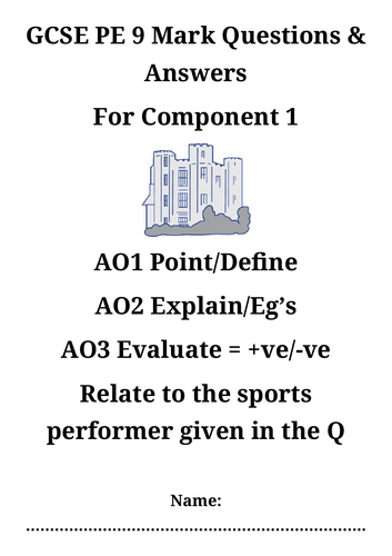 GCSE PE (Edexcel) Component 1 and 2 9 mark questions and answer ...