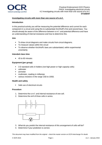 A-Level Physics OCR A: PAG sheets | Teaching Resources