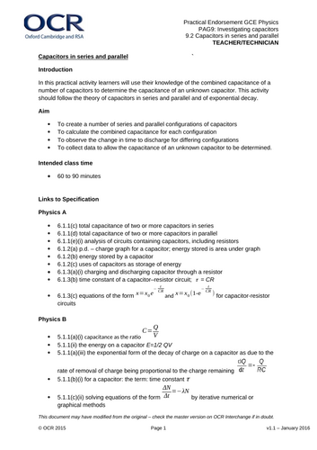 A-Level Physics OCR A: PAG sheets | Teaching Resources