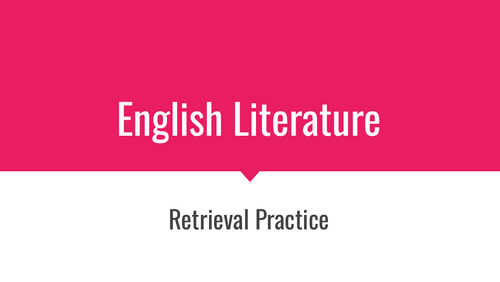 AQA English Literature GCSE Retrieval Practice Tasks | Teaching Resources
