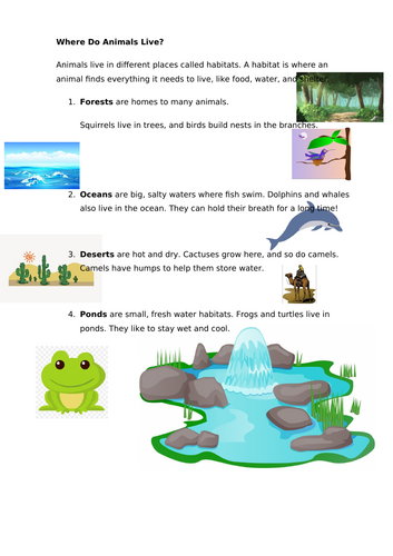 Habitats Science Reading | Teaching Resources