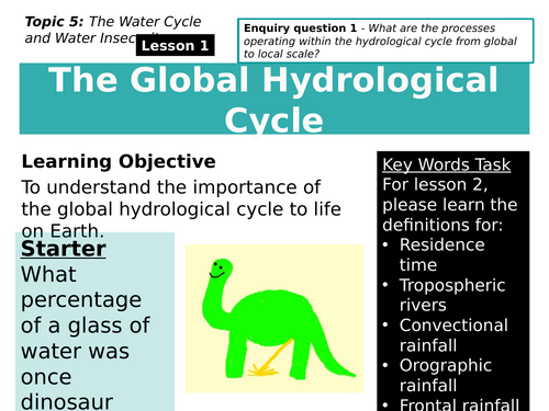 1 - The Global Hydrological Cycle. Edexcel, Pearson, A level, 9GEO. Water Cycle and Water Insecurity