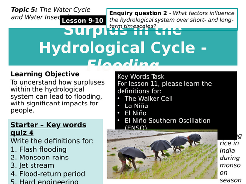 9-10 Surplus in the Hydrological Cycle - Flooding. Edexcel, Pearson, A level, 9GEO. (Water Cycle)